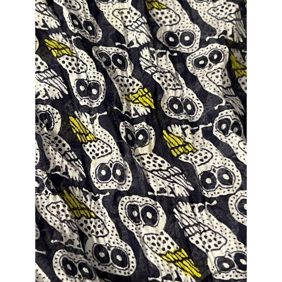 Crown Ivy Owl Print Scarf Navy Blue Lime Green White Semi Sheer 72" x 29" - Picture 3 of 4